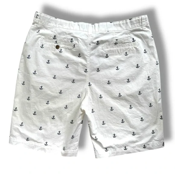 White Anchor Print Men Shorts US38 - Picture 2 of 4
